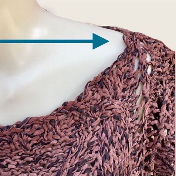 Vintage Boho Hand Knit Genuine Leather Cinch Hem Pullover Sleeveless Top - Picture 8 of 12